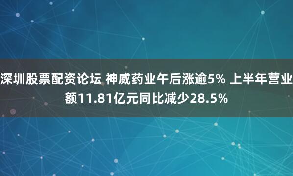 深圳股票配资论坛 神威药业午后涨逾5% 上半年营业额11.81亿元同比减少28.5%